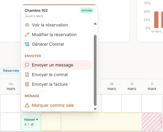 Interface d'envoi WhatsApp de HostaPRO